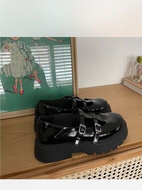 Black Patent Double-Strap Platform Mary Janes